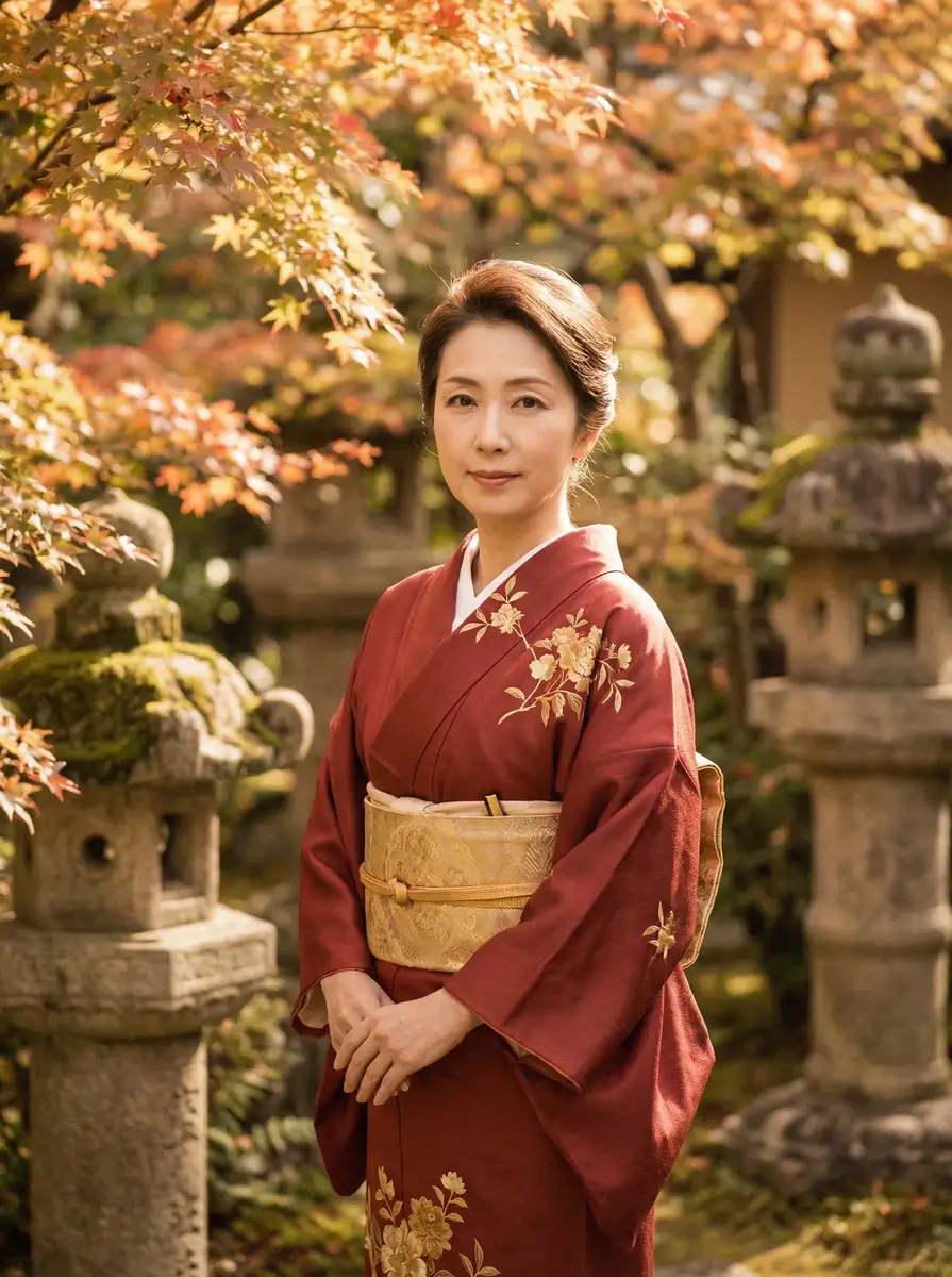 一位身穿暗红色和服的优雅 四虎tv-高清视频在线播放|四虎tv正版资源每日更新 在日式庭院中